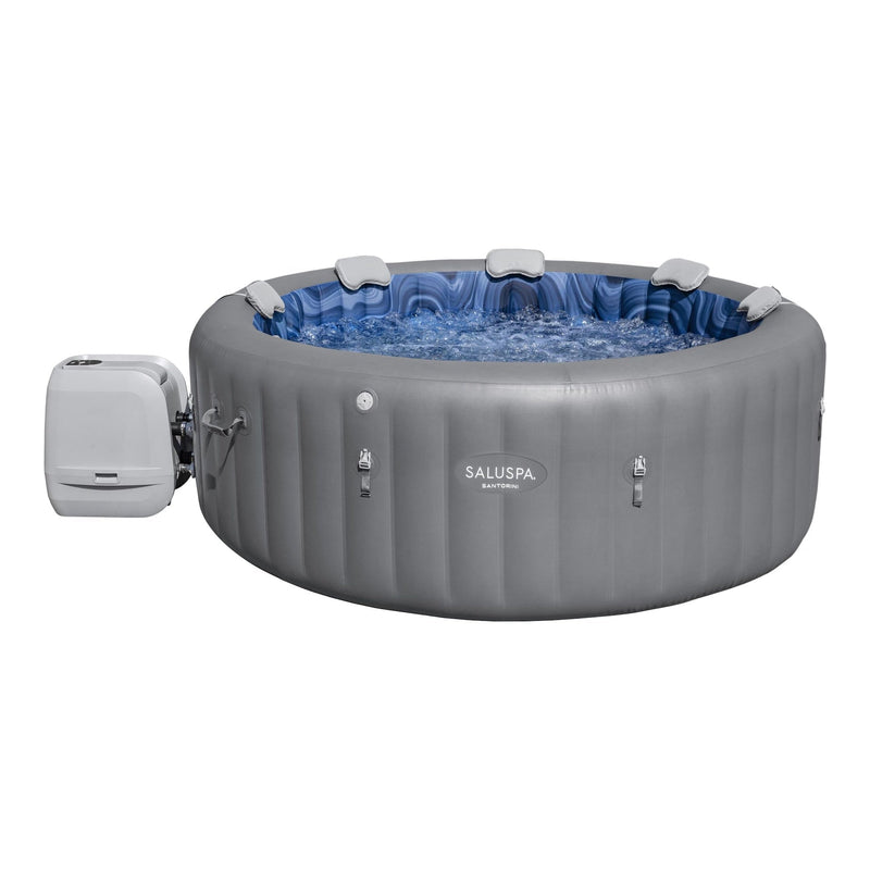 Spa Santorini Grey 7-Person Luxe HydroJet Pro Round Smart Spa, 85-in x 31.5-in M2D0