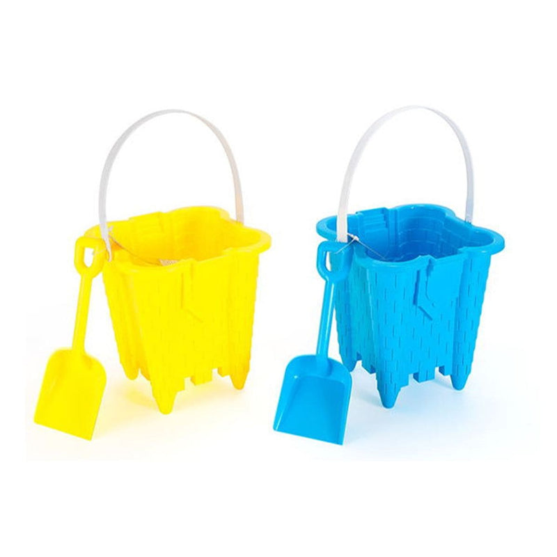 Sand Castle Bucket & Shovel Set, Blue/Green/Red/Yellow, Assorted, Ages 2+, for Beach/Pool Fun Activities L7K3