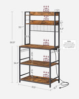 Home Rustic Brown Baker's Rack with Charging Station N8Q8 - product image 8