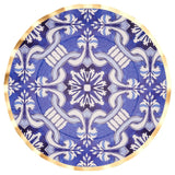 Moroccan Nights Round Bordered Trimmed Paper Disposable Dinner Plates, Blue/Gold, Tile, 10-in, 8-pk, for Mother's Day/Easter Z0Q4 - product image 1