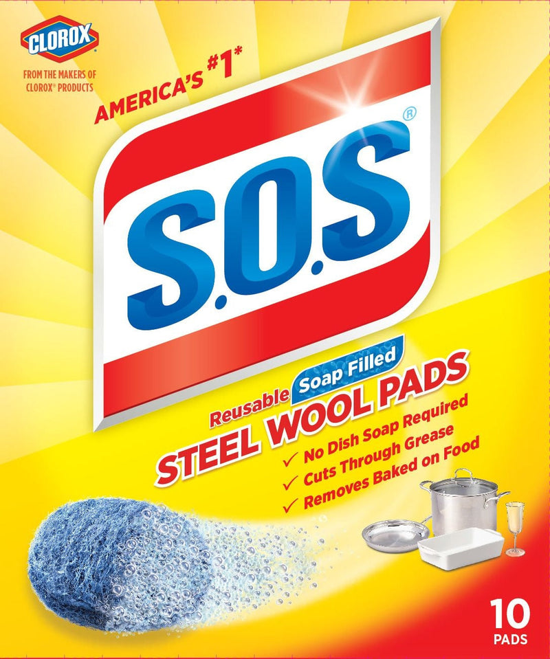 All-Purpose No-Scratch Steel Wool Soap Pads / Scrub Sponges, 10-pk D1S2
