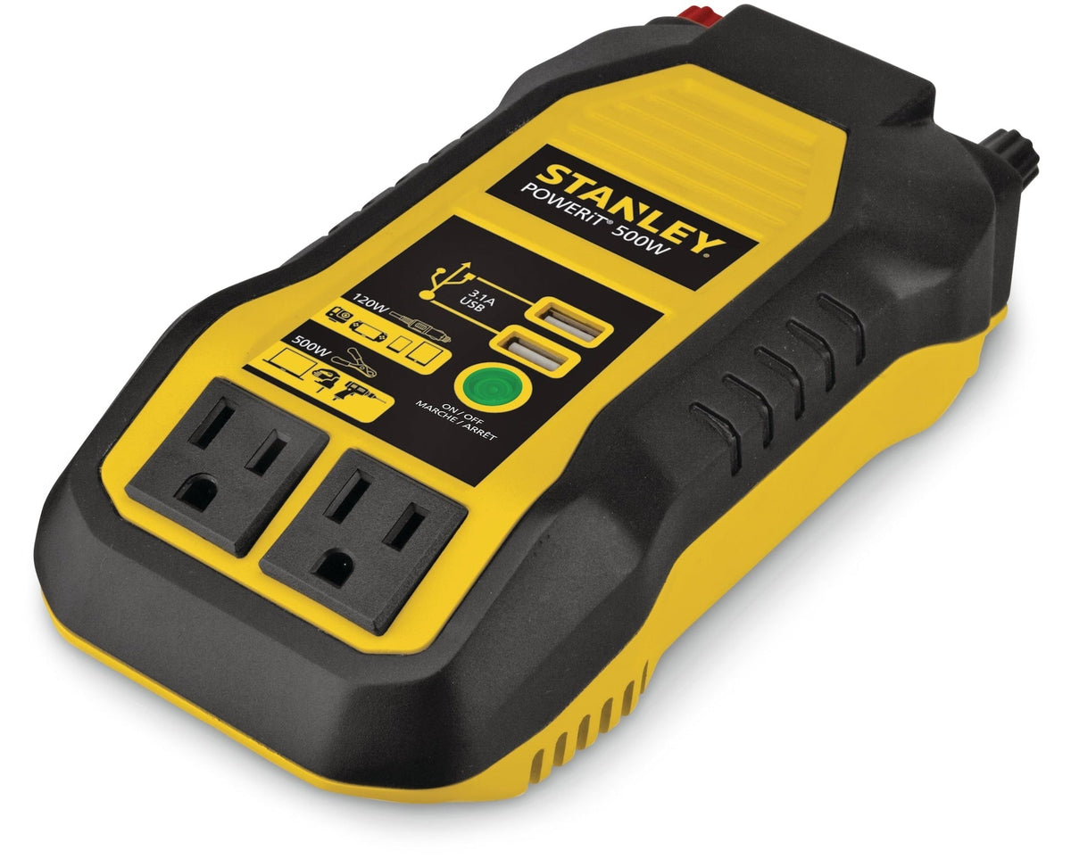 500W Inverter & Power Outlet with Battery Clamps, USB Ports, 12V DC Adapter Z1M4 - product image 1