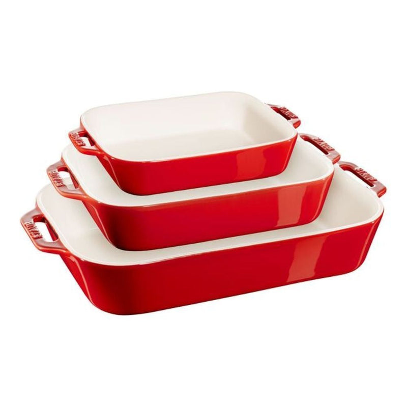 Nestable Cherry Non-Stick Ceramic Rectangular Baking Dish Set, 3-pc M3O3