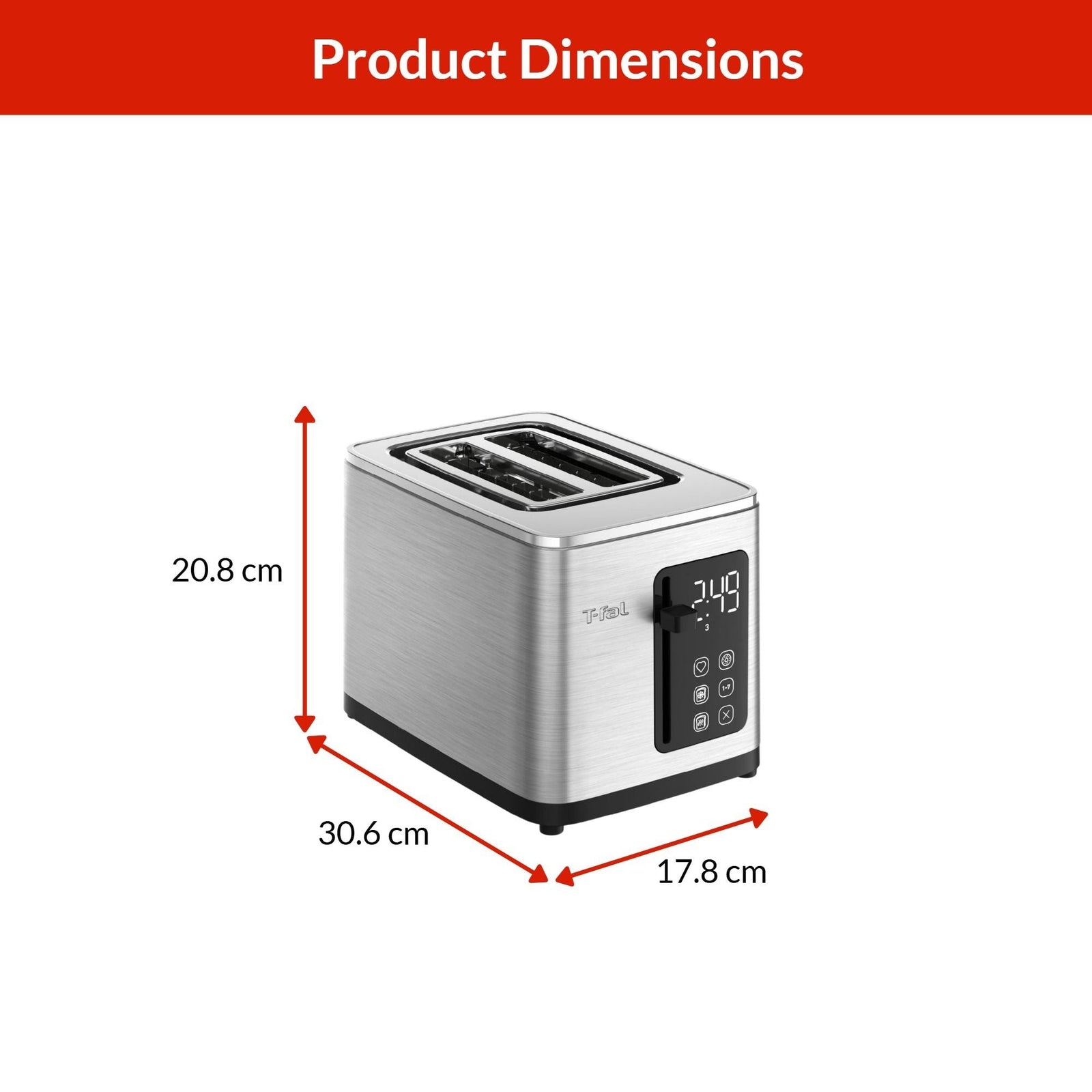 2-Slice Stainless Steel Digital Toaster, Extra wide slots, 7 Browning levels B9F2 - product image 6