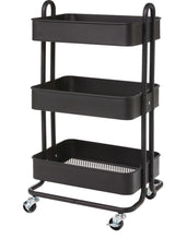 type A Momentum Steel 3-Tier Utility Cart with 4 Wheels Black Q3L7 - product image 1