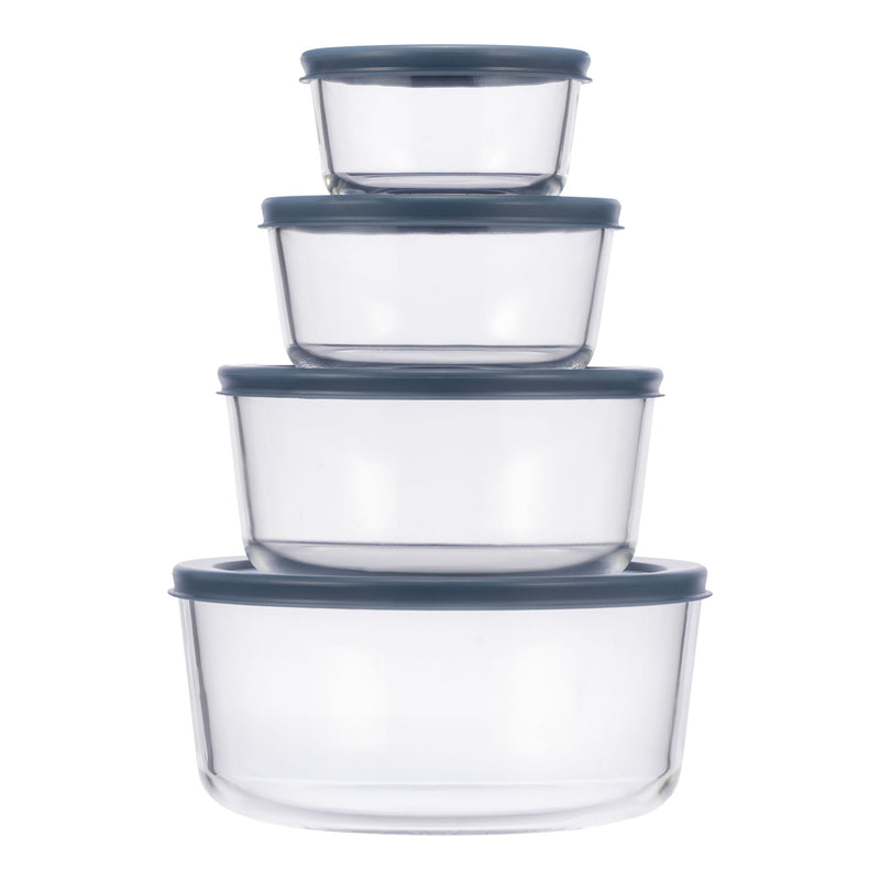 Round Glass Food Storage Container Set with Lids, 8-pc J8J1