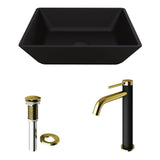 Roma MatteShell Matte Black Bathroom Sink/Basin Set with Lexington Faucet and Glass Square Vessel V3A0 - product image 2