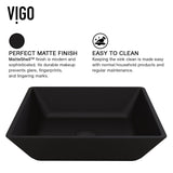 Roma MatteShell Matte Black Bathroom Sink/Basin Set with Lexington Faucet and Glass Square Vessel V3A0 - product image 5