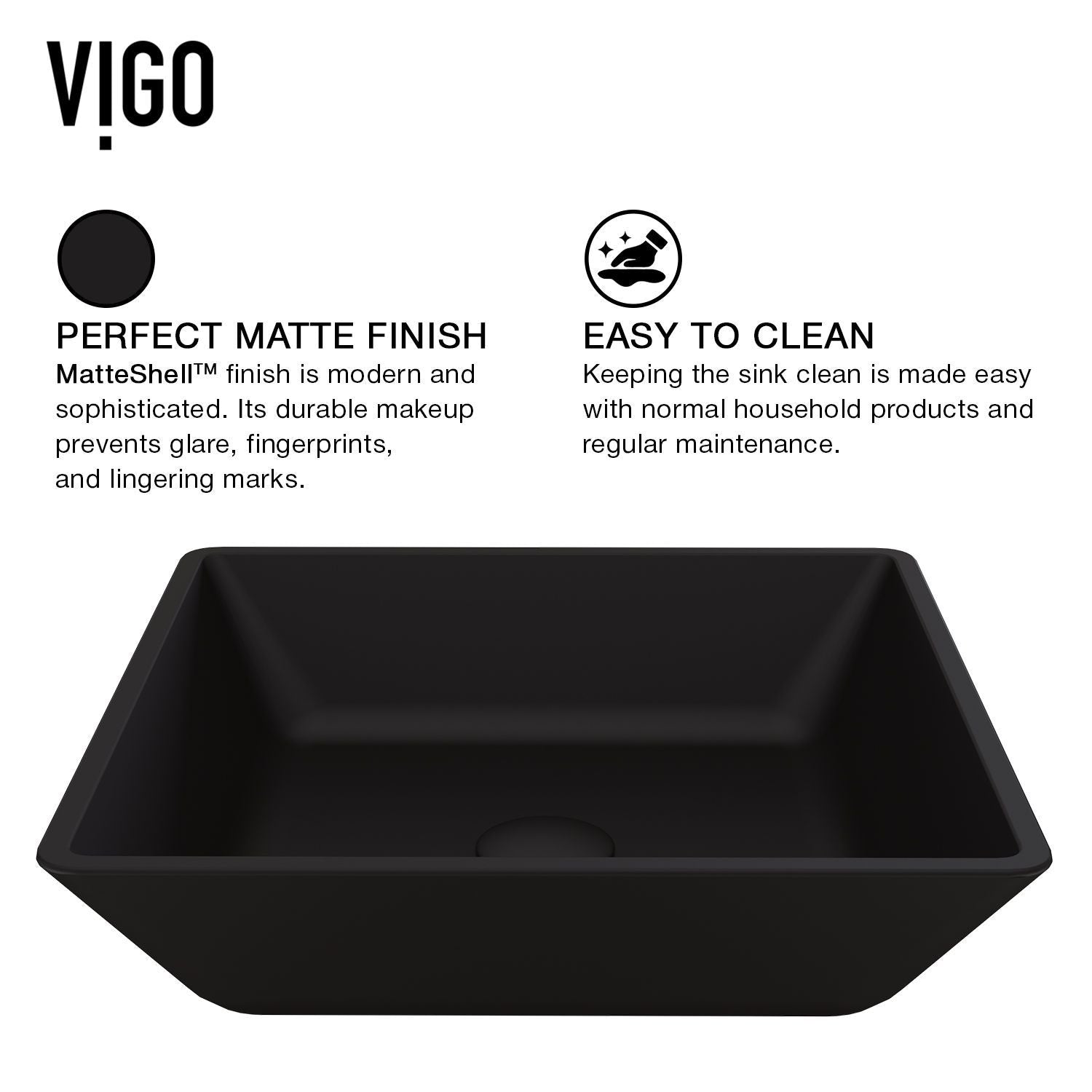 Roma MatteShell Matte Black Bathroom Sink/Basin Set with Lexington Faucet and Glass Square Vessel V3A0 - product image 5