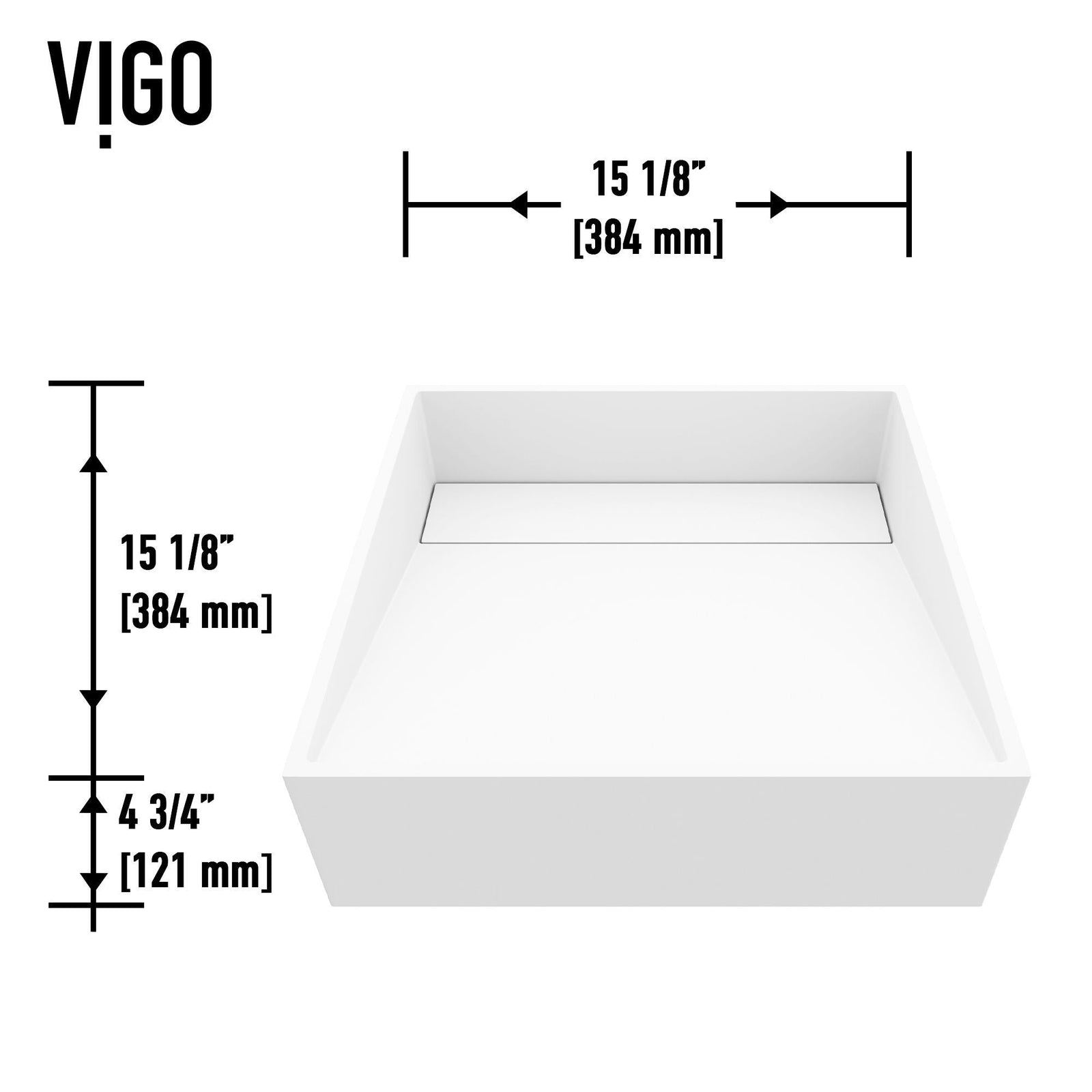 Starr Modern MatteStone 15x15-in Deep White Bathroom Sink/Basin with Square Vessel K0R1 - product image 3