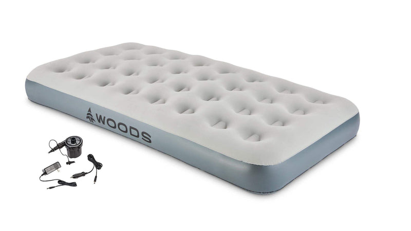 Twin Single-High Inflatable Air Mattress/Airbed, 2-in-1 Pump For AC/Car Outlet, Beige Z1I8