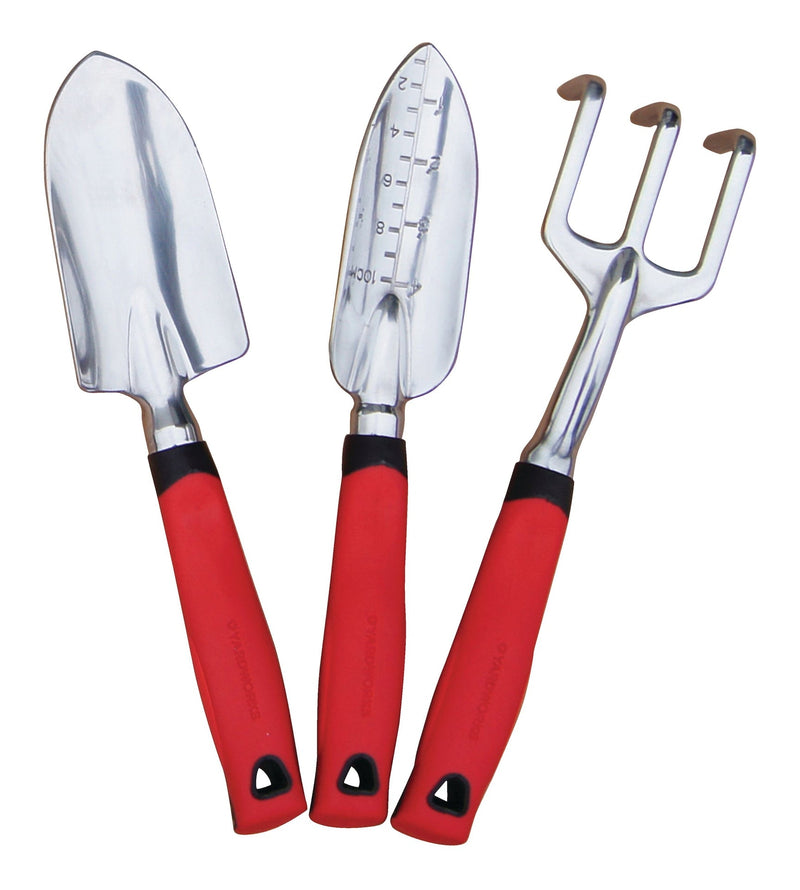 Aluminium Garden Tool Set with Rubber Handles, Assorted Colours, 3-pc C9N6
