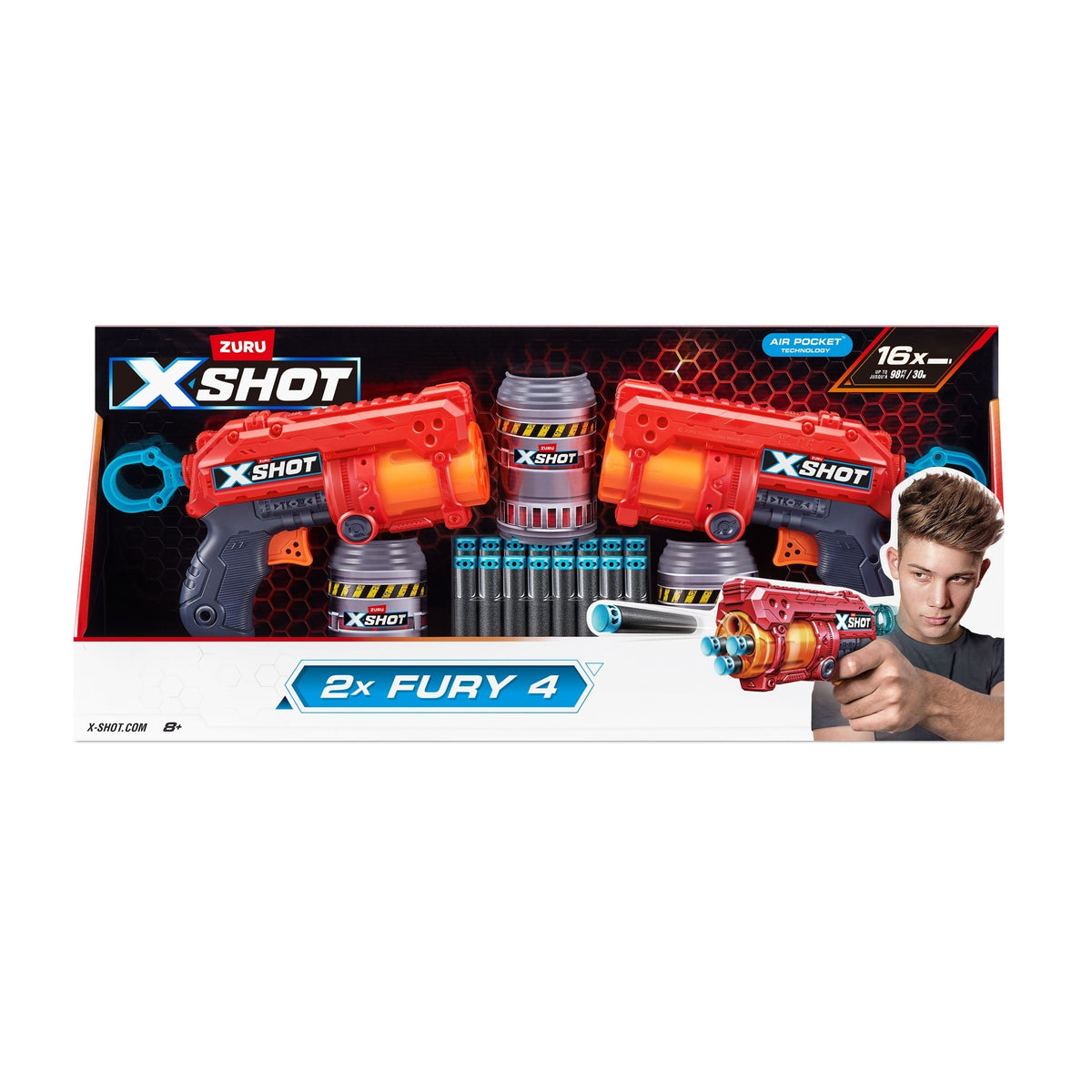 X-Shot Excel-Fury Foam Dart Blaster, Includes 16 Darts, 2-pk, Ages 8+ S8R4 - product image 1